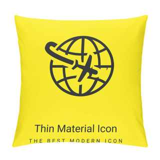 Personality  Airplane Flight Around The Planet Minimal Bright Yellow Material Icon Pillow Covers