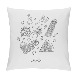 Personality  Set Of Italy Icons Doodle Hand Drawn Vector Illustration Pillow Covers