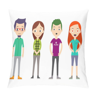 Personality  Diverse Vector People Set. Men And Women Pillow Covers