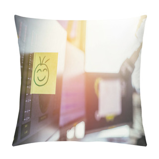 Personality  Smiley Illustration At The Working Place, Metaphor For Feedback  Pillow Covers