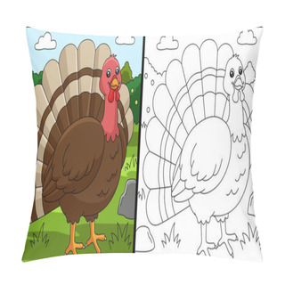 Personality  Turkey Coloring Page Colored Illustration Pillow Covers
