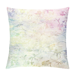 Personality  Abstract Textured Background: Blue, Brown, And Red Floral Patterns On Yellow Backdrop Pillow Covers