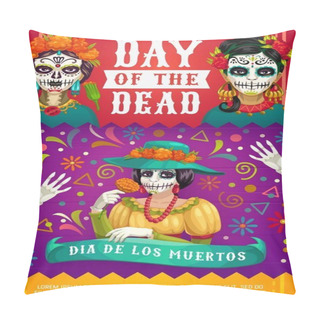 Personality  Mexican Dia De Los Muertos, Woman Calavera Skull Pillow Covers