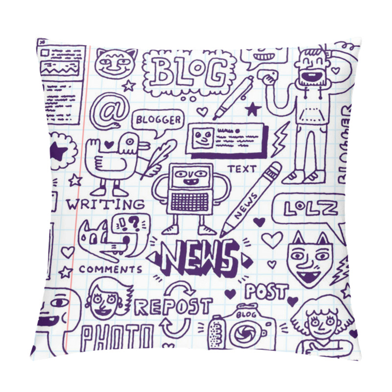 Personality  Blogging doodle fancy wacky set pillow covers