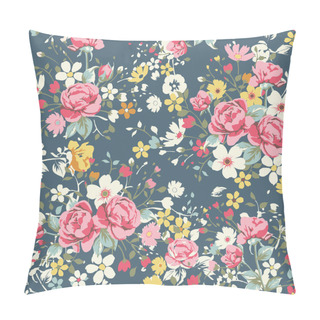 Personality  Wallpaper Vintage Rose Pattern On Navy Background Pillow Covers