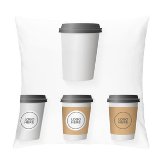 Personality  Coffee Paper Cup Template Set With Place Your Logo Isolated On Background Use For Your Corporate Identity Design Brand Coffee Shop, Coffee House, Restaurant, Cafe And Other. Vector Illustration Pillow Covers