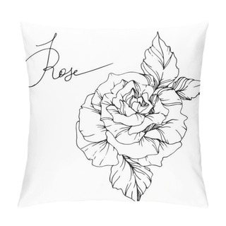 Personality  Beautiful Vector Rose Flower Isolated On White Background. Black And White Engraved Ink Art. Pillow Covers