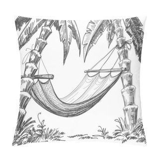 Personality  Hammock And Palm Trees Drawing Pillow Covers