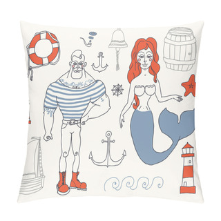 Personality  Sailor, Lighthouse, Mermaid, Ship Pillow Covers