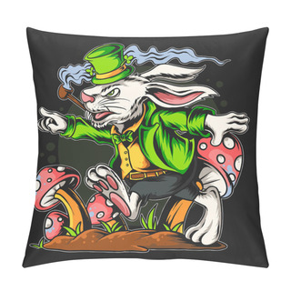 Personality  Rabbit St. Patrick's Day Running In The Mushroom Field Artwork Vector Pillow Covers
