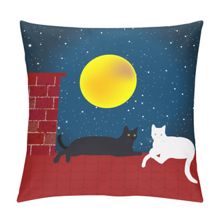 Personality  Black And White Cats On The Roof  Pillow Covers