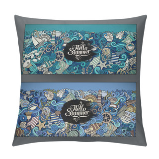 Personality  Vector Banner Templates Set With Marine Theme Pillow Covers