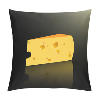 Personality  Slab Of Cheese. Vector Illustration On Black Background Pillow Covers