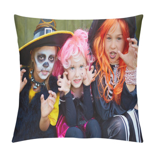 Personality  Girls In Halloween Costumes Pillow Covers