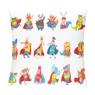Personality  Animals Dressed As Superheroes With Capes And Masks Set Pillow Covers