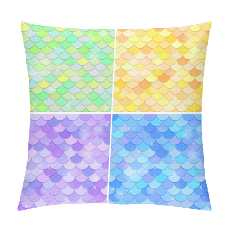Personality  Set of fish scale seamless pattern background illustration pillow covers