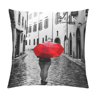 Personality  Woman With Red Umbrella Pillow Covers