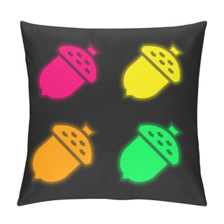Personality  Acorn Four Color Glowing Neon Vector Icon Pillow Covers
