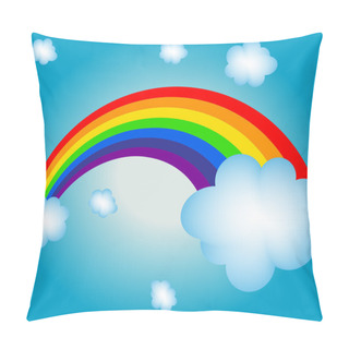 Personality  Cloud, Sun, Rainbow Vector Illustration Background Pillow Covers