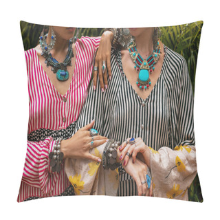 Personality  Close Up Portrait Of Two Beautiful Stylish Woman  Pillow Covers
