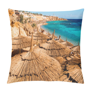 Personality  Umbrellas On Beach In Coral Reef, Sharm El Sheikh Pillow Covers