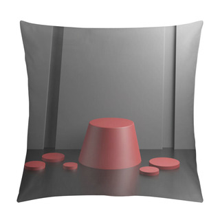 Personality  Mockup Of Abstract Scene With Geometrical Trapezoid Podium With A Product Presentation Over Dark Background. Abstract Background. Scene To Show Any Products For Advertising. 3d Render Pillow Covers