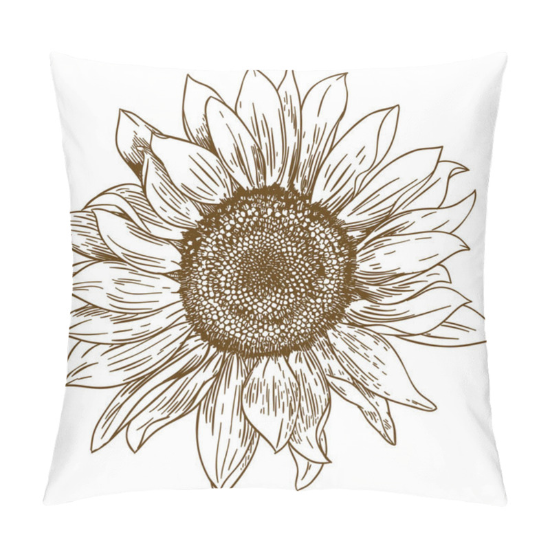 Personality  engraving drawing illustration of big sunflower pillow covers