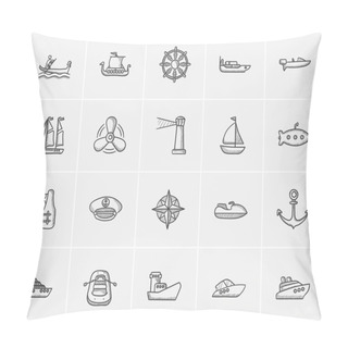 Personality  Transportation Sketch Icon Set. Pillow Covers
