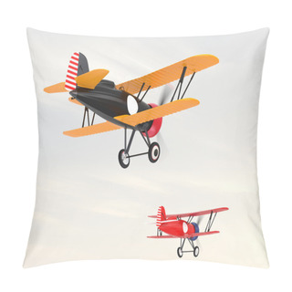 Personality  Two Biplanes Flying In The Sky Pillow Covers