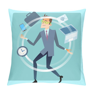Personality  Businessman Juggler Planning Time Work Pillow Covers
