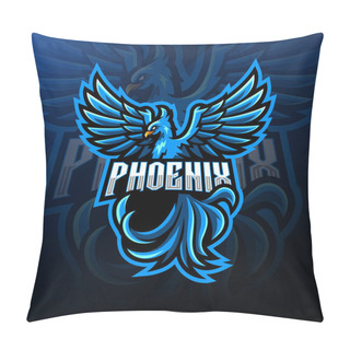 Personality  Blue Phoenix Esport Mascot Logo Design Pillow Covers