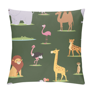 Personality  Africa Animals Outdoor Graphic Travel Seamless Pattern Background Pillow Covers