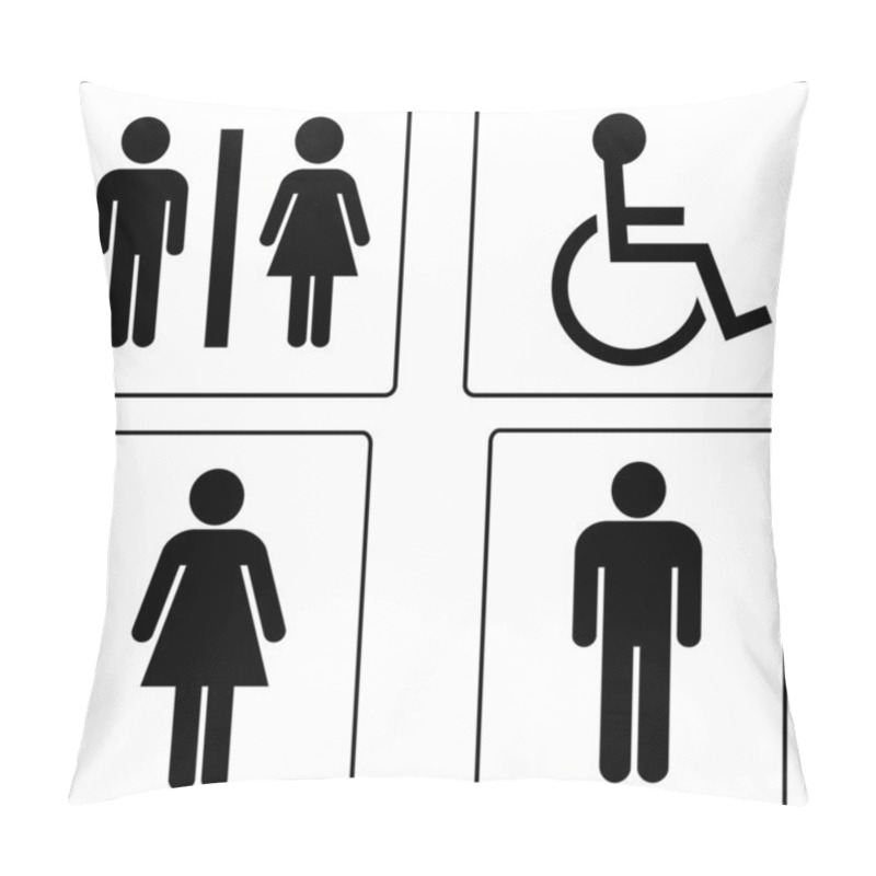 Personality  Set Of Restroom Symbols Pillow Covers