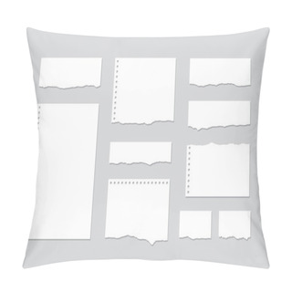 Personality  Set Pieces Of Torn White Lined Notebook Paper On Gray Background Pillow Covers