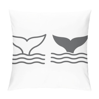 Personality  Whale Tail Line And Glyph Icon, Animal And Underwater, Aquatic Sign Vector Graphics, A Linear Pattern On A White Background, Eps 10. Pillow Covers