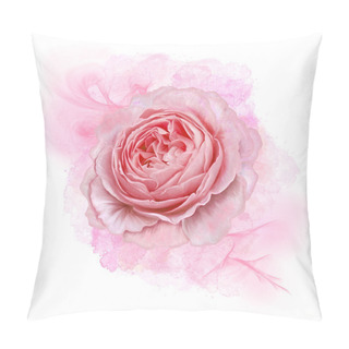 Personality  Flower Composition. Watercolor Pink Rose, Stains, Stains. Pillow Covers