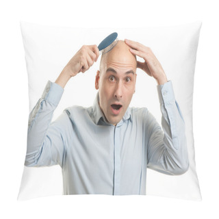 Personality  Shocked Bald Man Holding Comb Pillow Covers