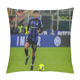 Personality  Raoul Bellanova Of FC Internazionale In Action During Serie A 2022/23 Football Match Between FC Internazionale And Empoli FC At Giuseppe Meazza Stadium, Milan, Italy On January 23, 2023 - Credit: Fabrizio Carabelli/LiveMedi Pillow Covers