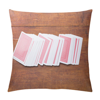 Personality  Deck Of Cards On Wooden Table Pillow Covers