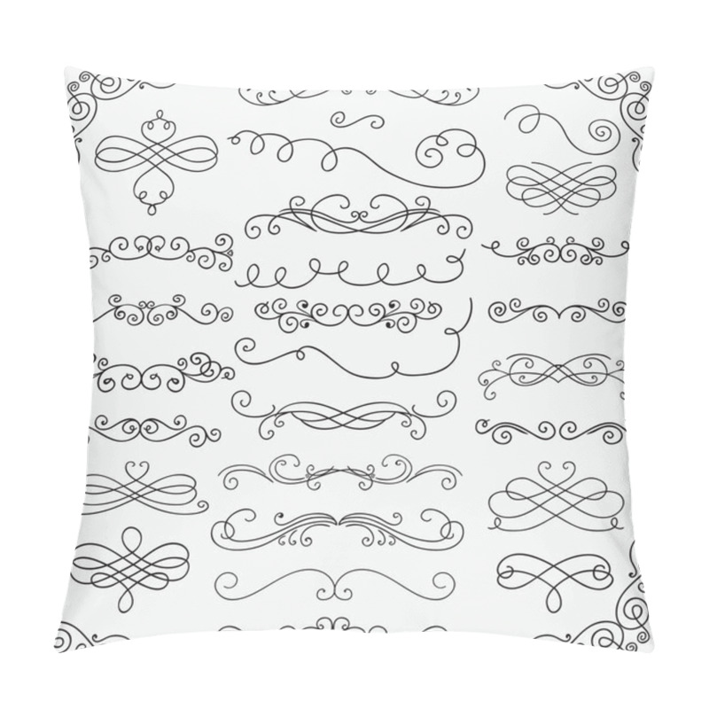Personality  Vector Black Doodle Hand Drawn Swirls Collection pillow covers