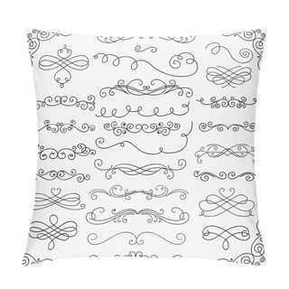 Personality  Vector Black Doodle Hand Drawn Swirls Collection Pillow Covers