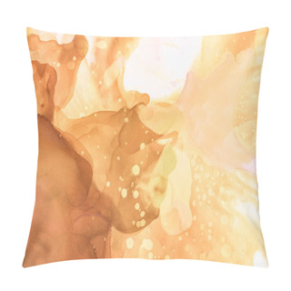Personality  Brown Splashes Of Alcohol Ink On White As Abstract Background Pillow Covers