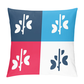 Personality  Branch Blue And Red Four Color Minimal Icon Set Pillow Covers
