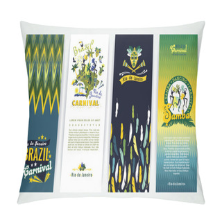 Personality  Vertical Banners Set With Brazil Carnival Backgrounds. Pillow Covers