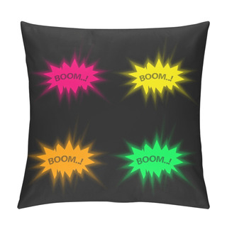 Personality  Boom Four Color Glowing Neon Vector Icon Pillow Covers