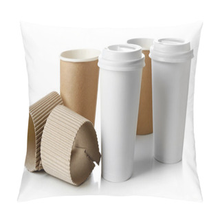 Personality  Paper Cups Isolated On White Pillow Covers