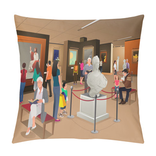 Personality  People Inside A Museum Of Art Pillow Covers