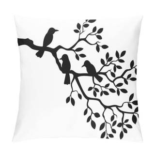 Personality  Cartoon Tree Branch With Bird Silhouette Pillow Covers