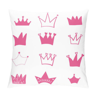 Personality  Hand Drawn Doodle Black Crown Illustration Set Pillow Covers