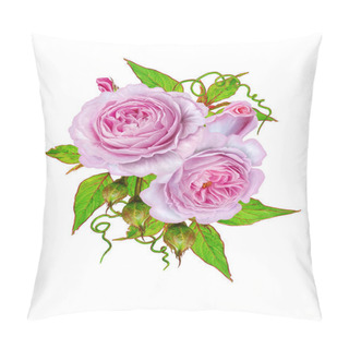 Personality  Flower Composition. Bouquet Delicate Pink Roses, Bright Beautiful Flowers Pillow Covers